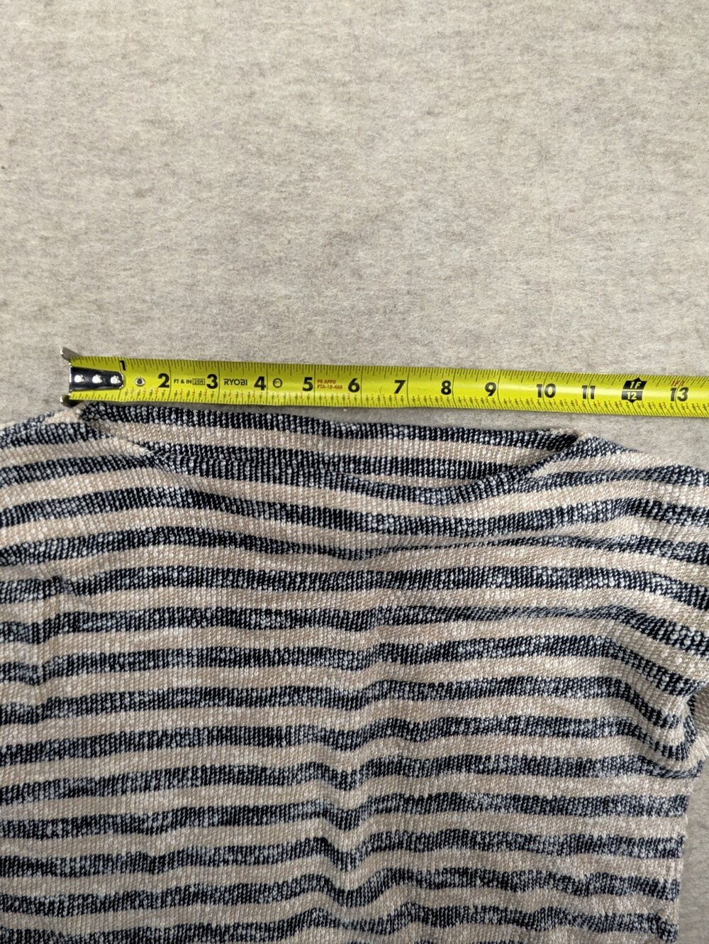 Soft Surroundings Cotton Beige Blue Stripe Boat Neck Boho Natural Petite Small - Picture 6 of 8